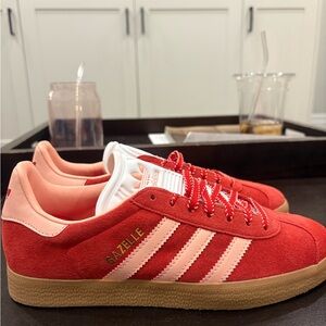 Adidas Gazelle Red and Pink Suede Shoes